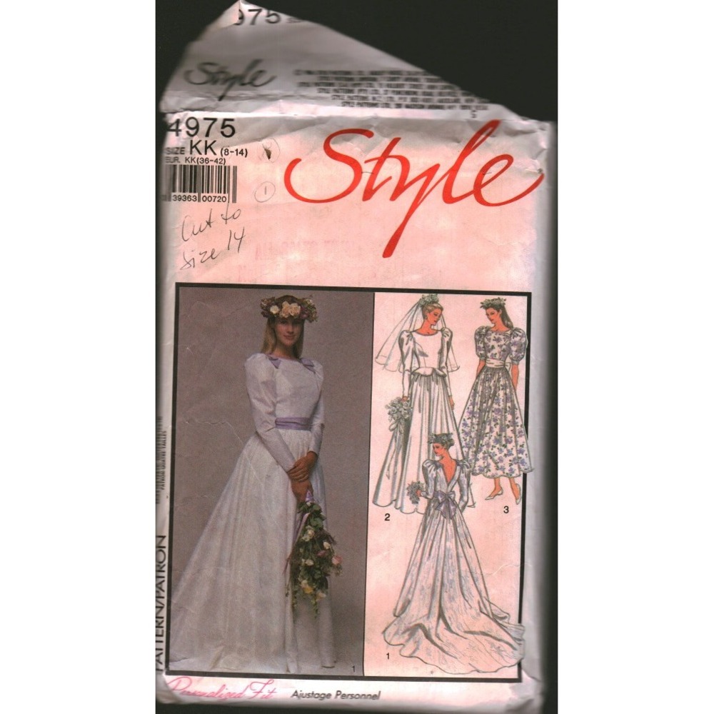 Style 4975 Vintage Wedding Bridesmaid Dress Sewing Pattern Size 8-14 Cut to 14